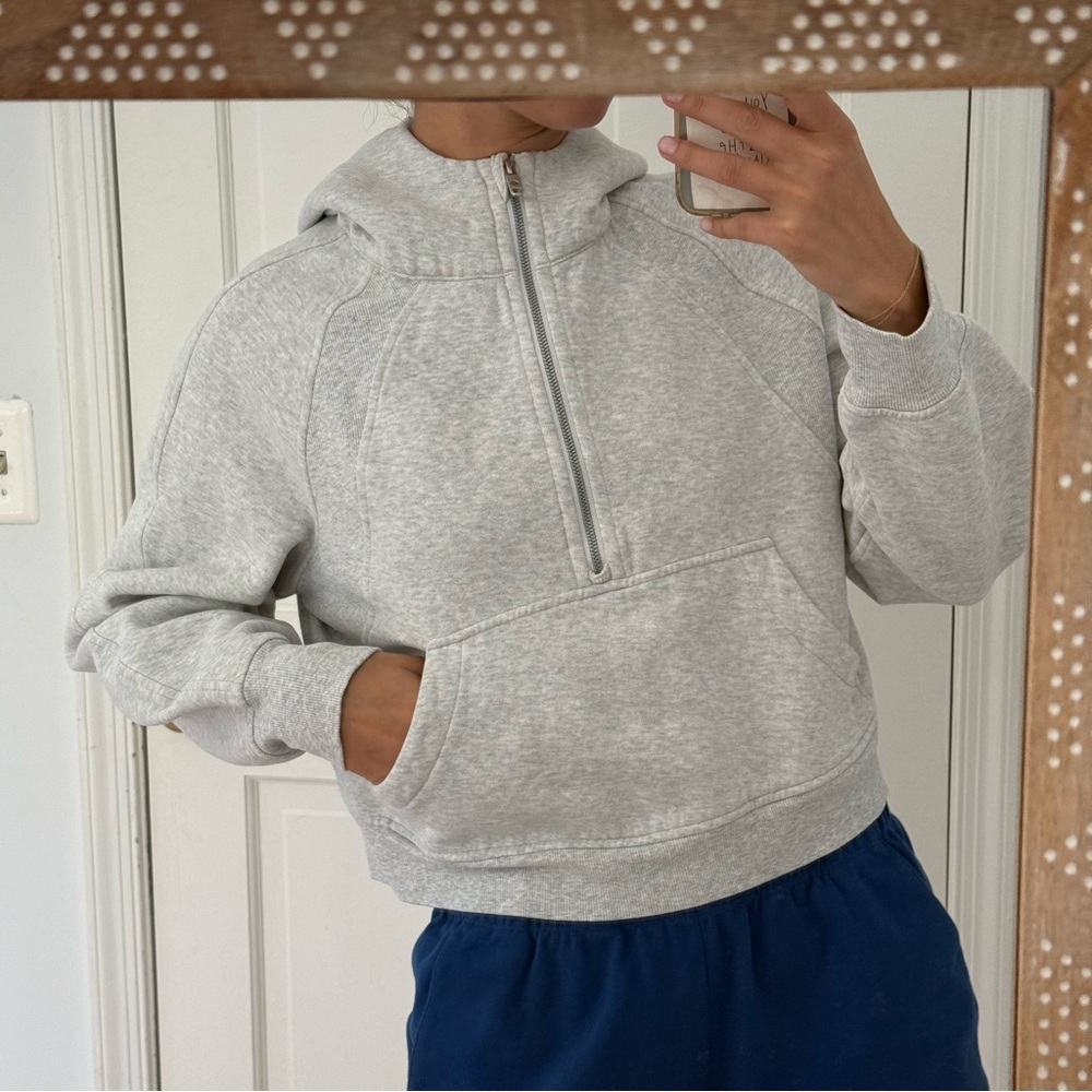 Lululemon Grey Cropped Scuba Hoodie Half Zip